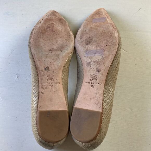 Ann Taylor Slip On Leather Pointed Cap Toe Ballet Flats Size 7 - Picture 10 of 12